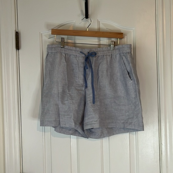 Talbots | Billy Blue & White Stripe Washed Linen Cotton Blend Shorts Size XLP - Picture 3 of 9
